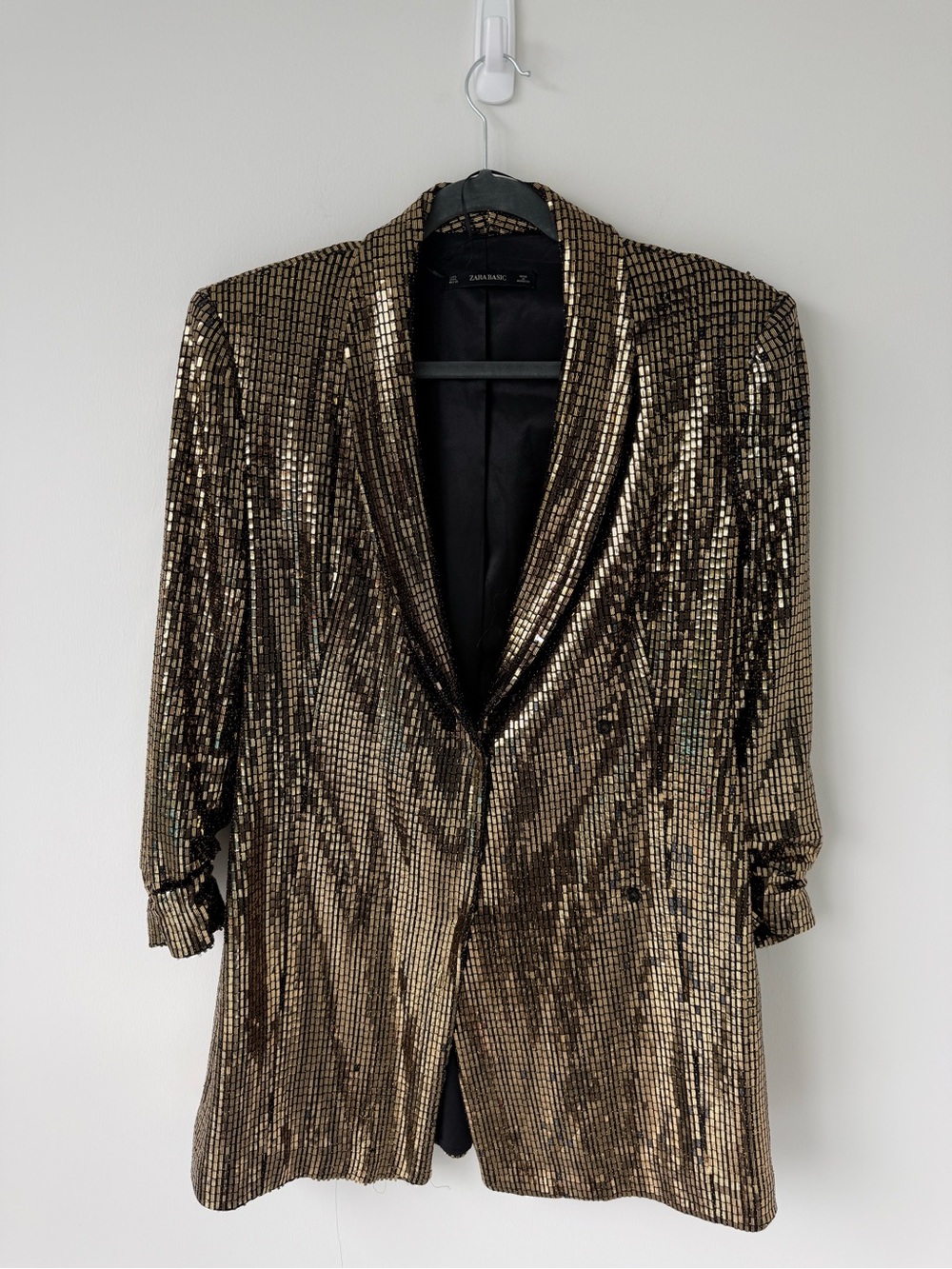 Zara Metallic Gold Sequin Blazer